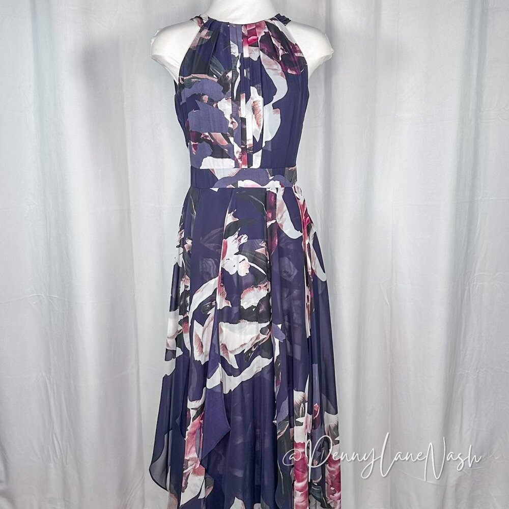 Betsy & Adam Floral Ruffled Chiffon Maxi Dress Size 2 - Picture 2 of 12